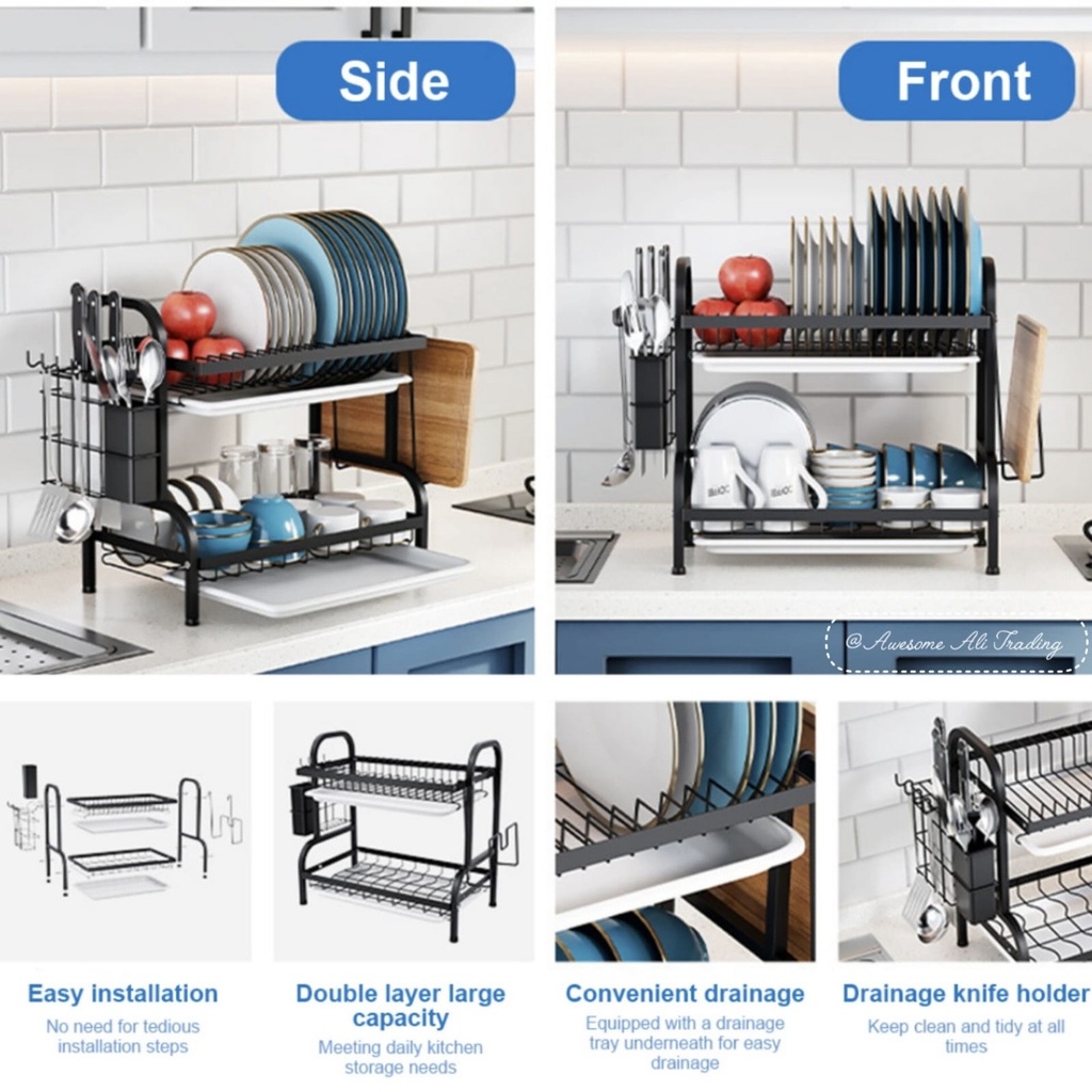 2 tier dish drainer rack