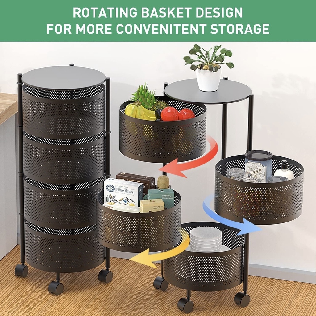 Vegetable rack movable rotating 4&5 layer