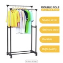 Double pole clothes rack movable