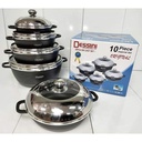 Dessini 10pcs Cooking & Serving Pots & Pan