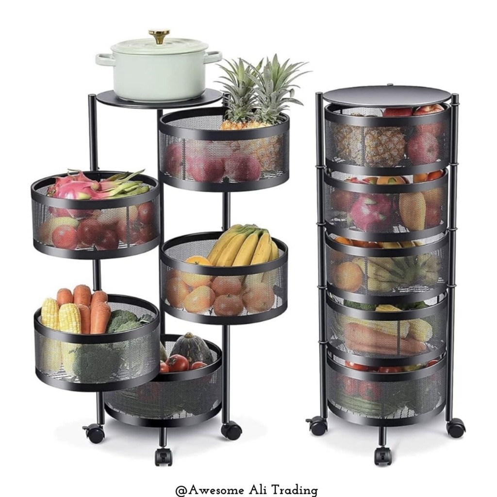 Vegetable rack movable rotating 4&5 layer