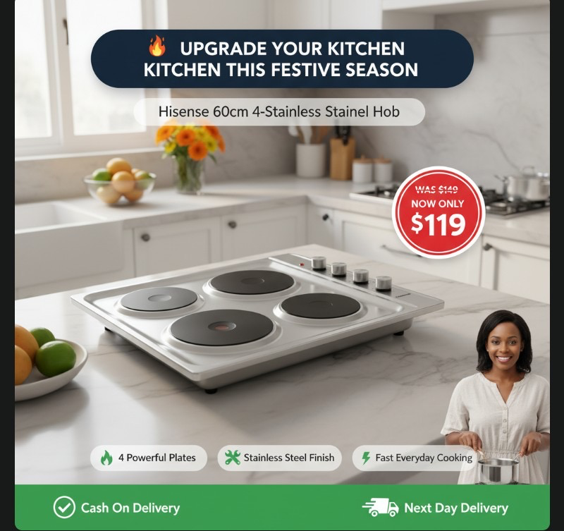 Hisense 4 plate stainless stainel hob